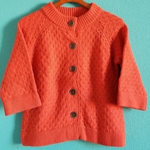 {Boden} Orange Knit Button-down 3/4 Sleeve Cardigan Sweater